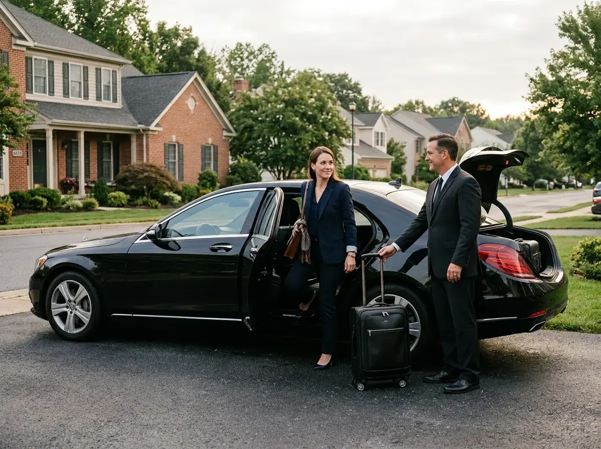 Airport limo service in Ballenger Creek with luxury sedan and luggage assistance