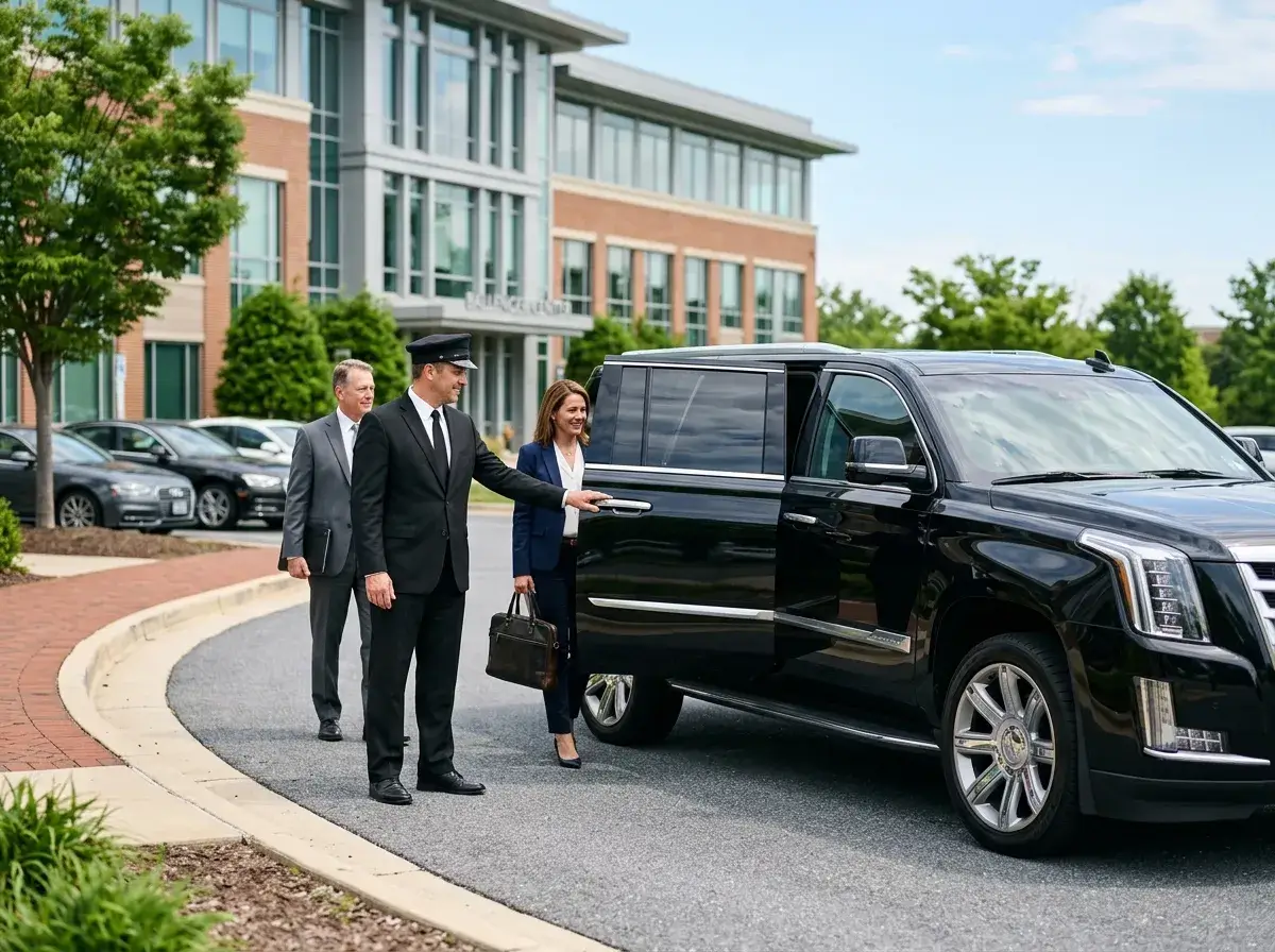Corporate limo service in Ballenger Creek with black SUV and professional chauffeur