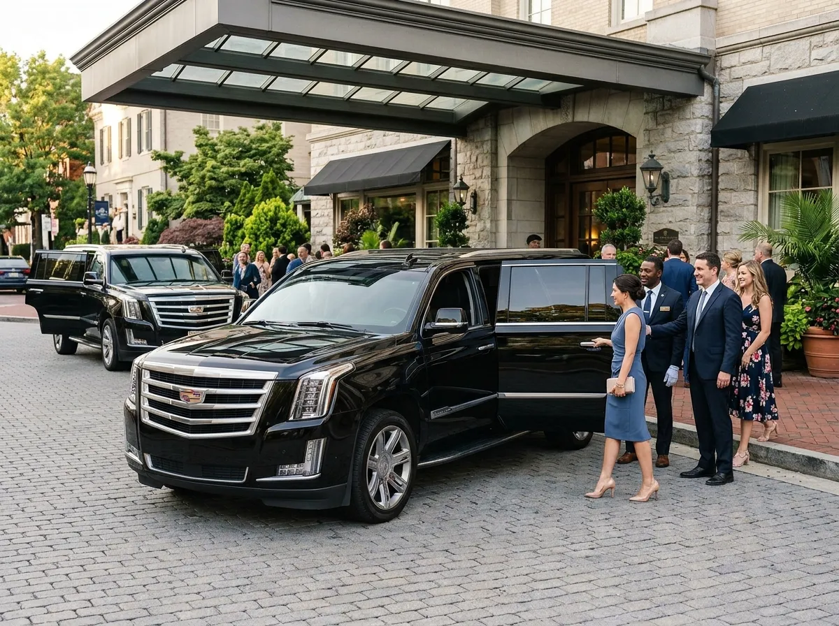 Professional wedding shuttle service transporting guests between hotels and wedding venues in Frederick MD.