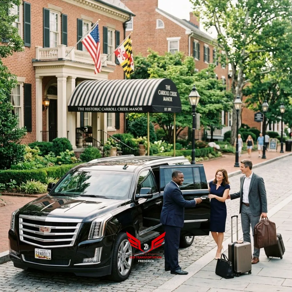 Limo Service Frederick, MD with a luxury SUV and chauffeur for airport and event transportation