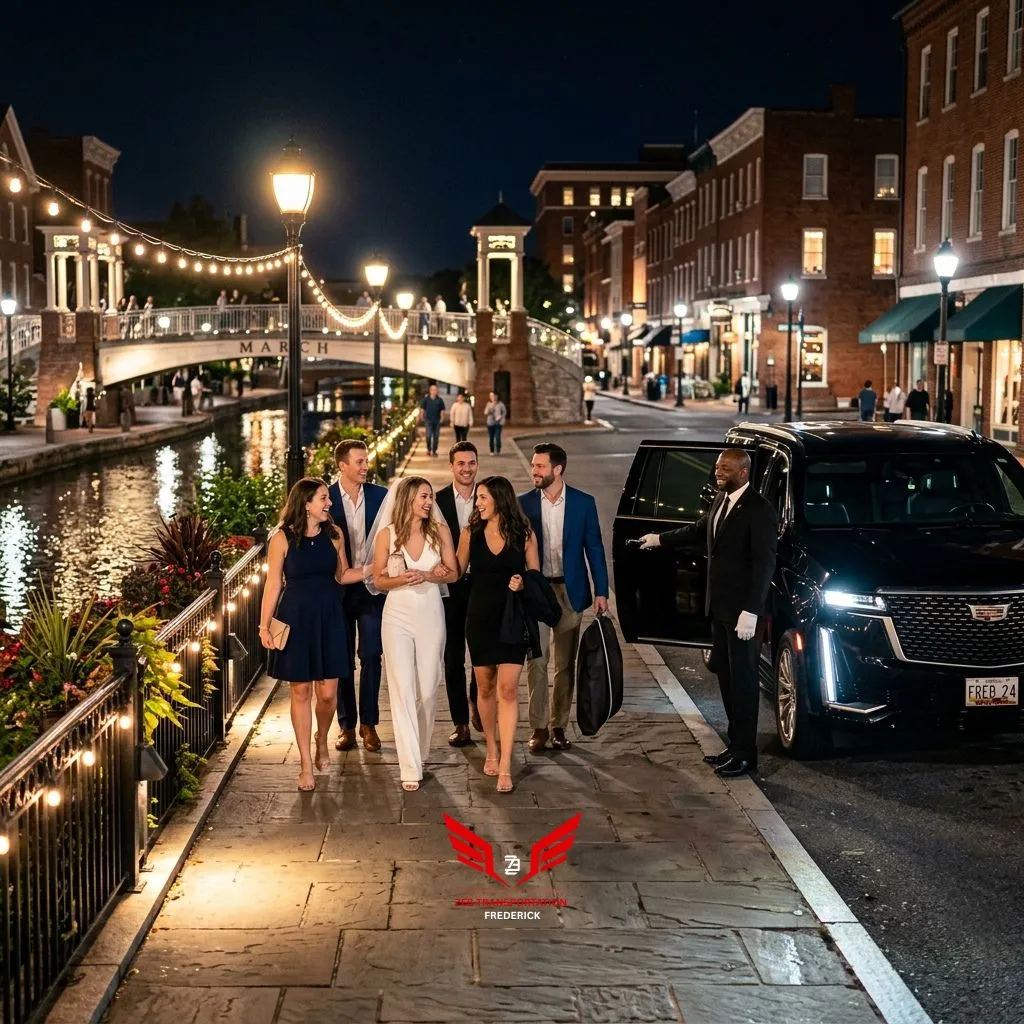 Luxury SUV for bachelor and bachelorette party transportation near Carroll Creek Frederick