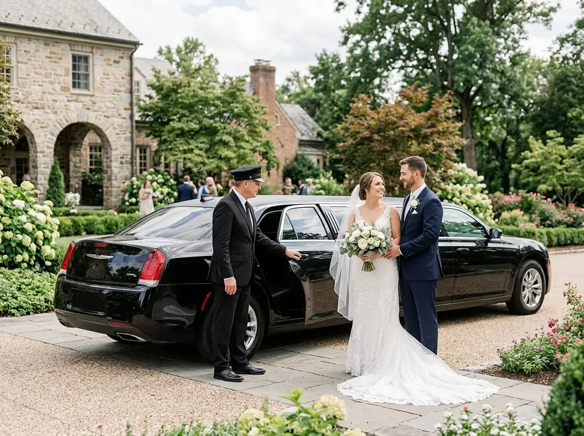 Wedding limo service in Ballenger Creek with black limousine and professional chauffeur