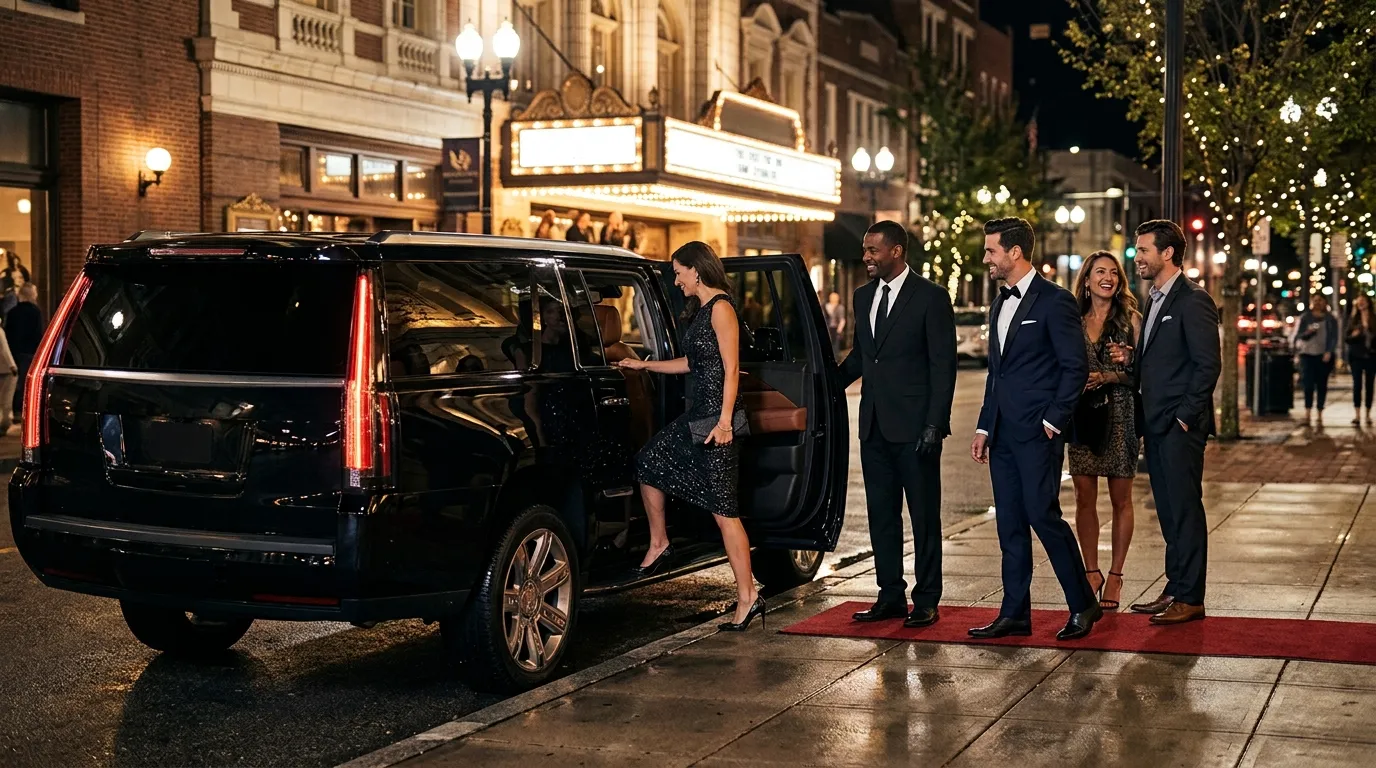 Luxury Cadillac Escalade providing Bachelor and Bachelorette Party Limo Service Jefferson.