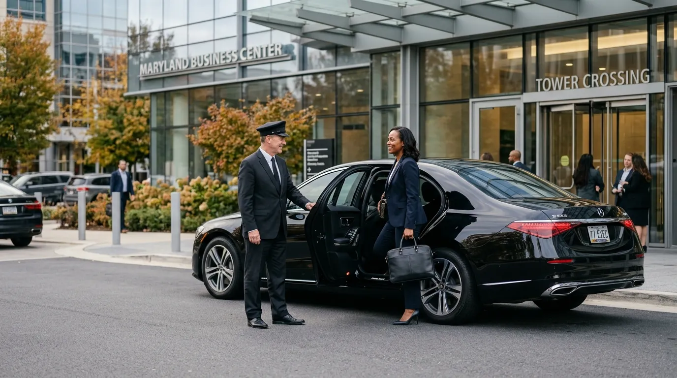 Corporate limo service in Adamstown with executive sedan and professional chauffeur.