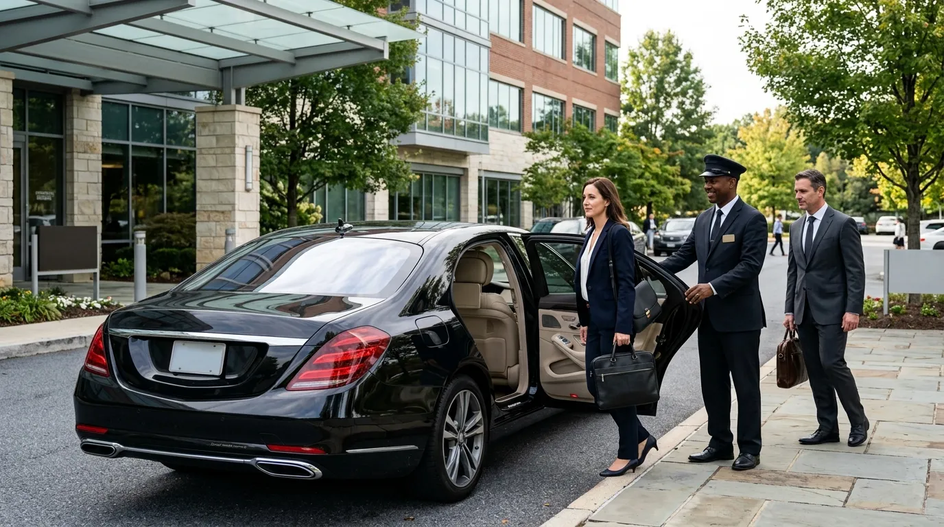 Luxury sedan providing Corporate Limo Service Jefferson for executive business transportation.