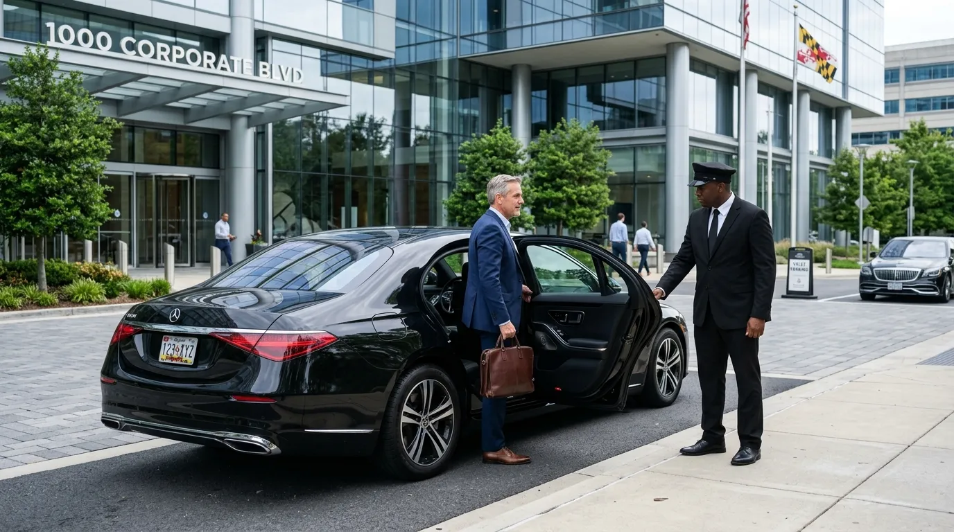 Corporate limo service in Point of Rocks with executive sedan and professional chauffeur.