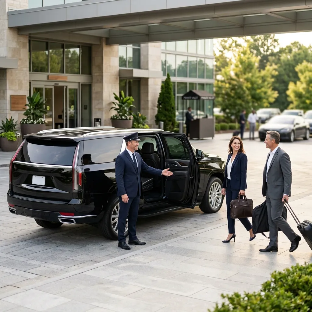 Professional chauffeur providing Brunswick Limousine Service with luxury SUV