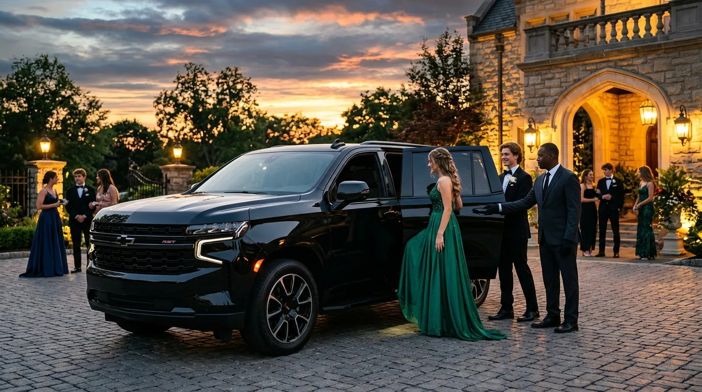 Luxury SUV providing Prom Limo Service Thurmont for students attending prom.