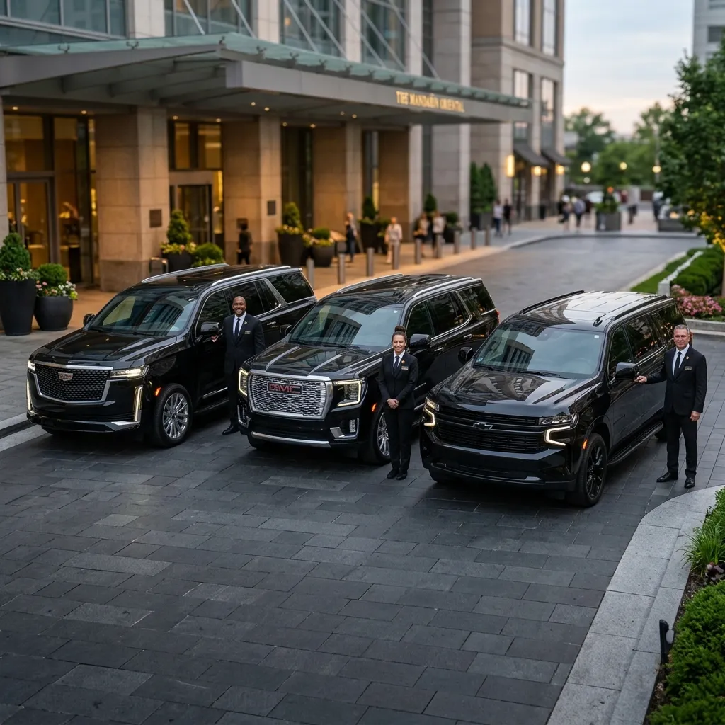 Professional chauffeurs and luxury SUVs at Urbana Limo Service