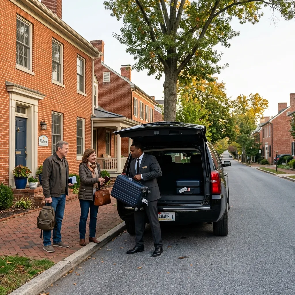 Chauffeur loading luggage into a black SUV for Dulles Airport Limousine Service