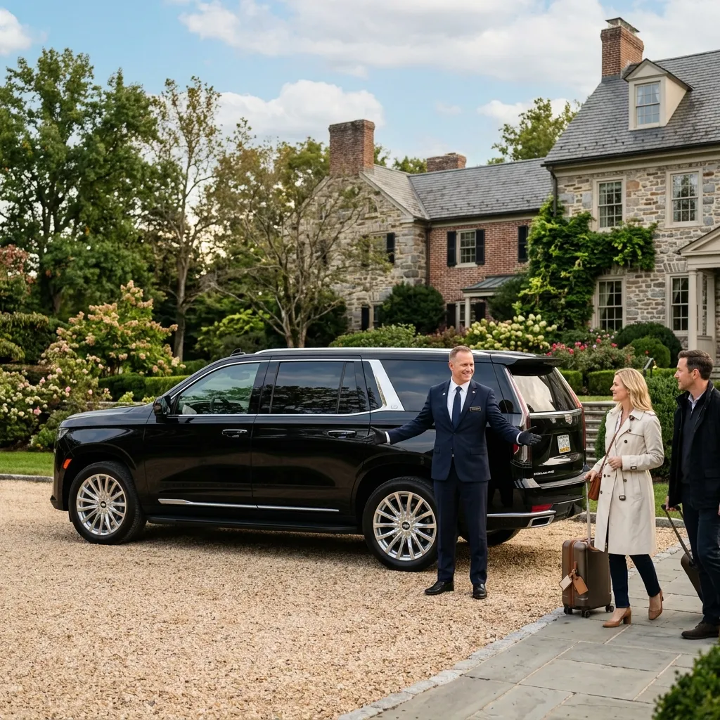 Professional chauffeur with luxury SUV providing Walkersville Limousine Service