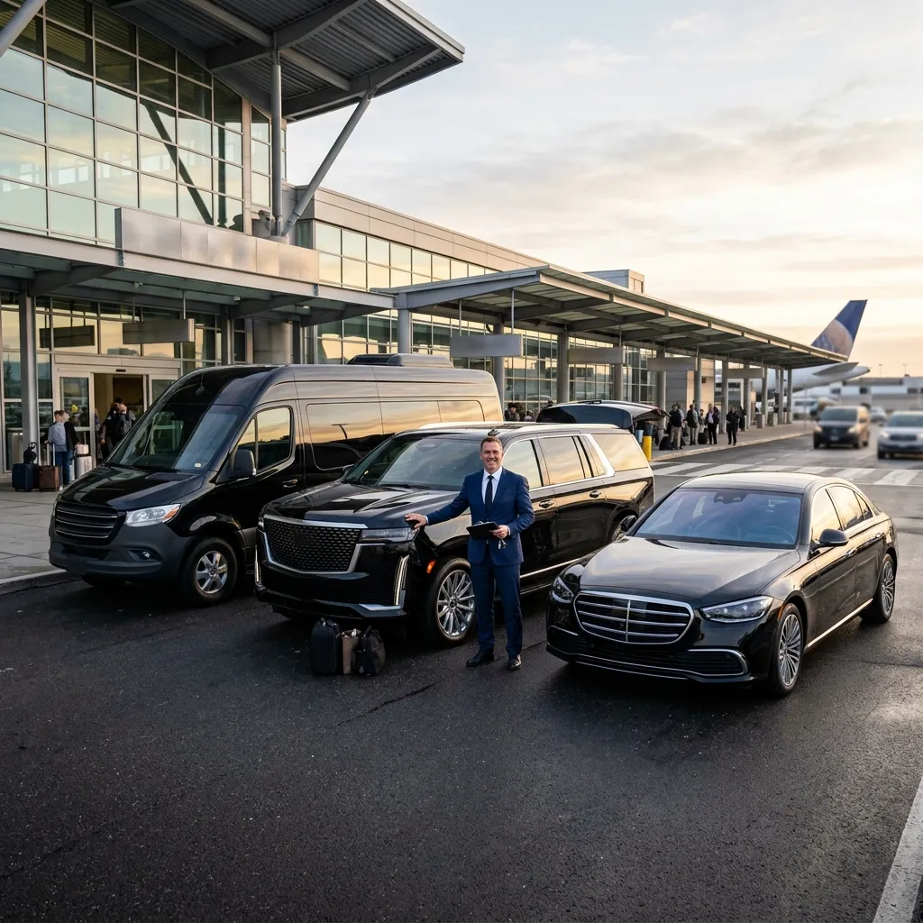 Professional chauffeur with a clean luxury fleet for reliable BWI Airport transportation.